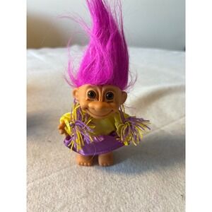Russ Troll Doll Pink Purple Yellow Hair Small Vintage Collectible Toy